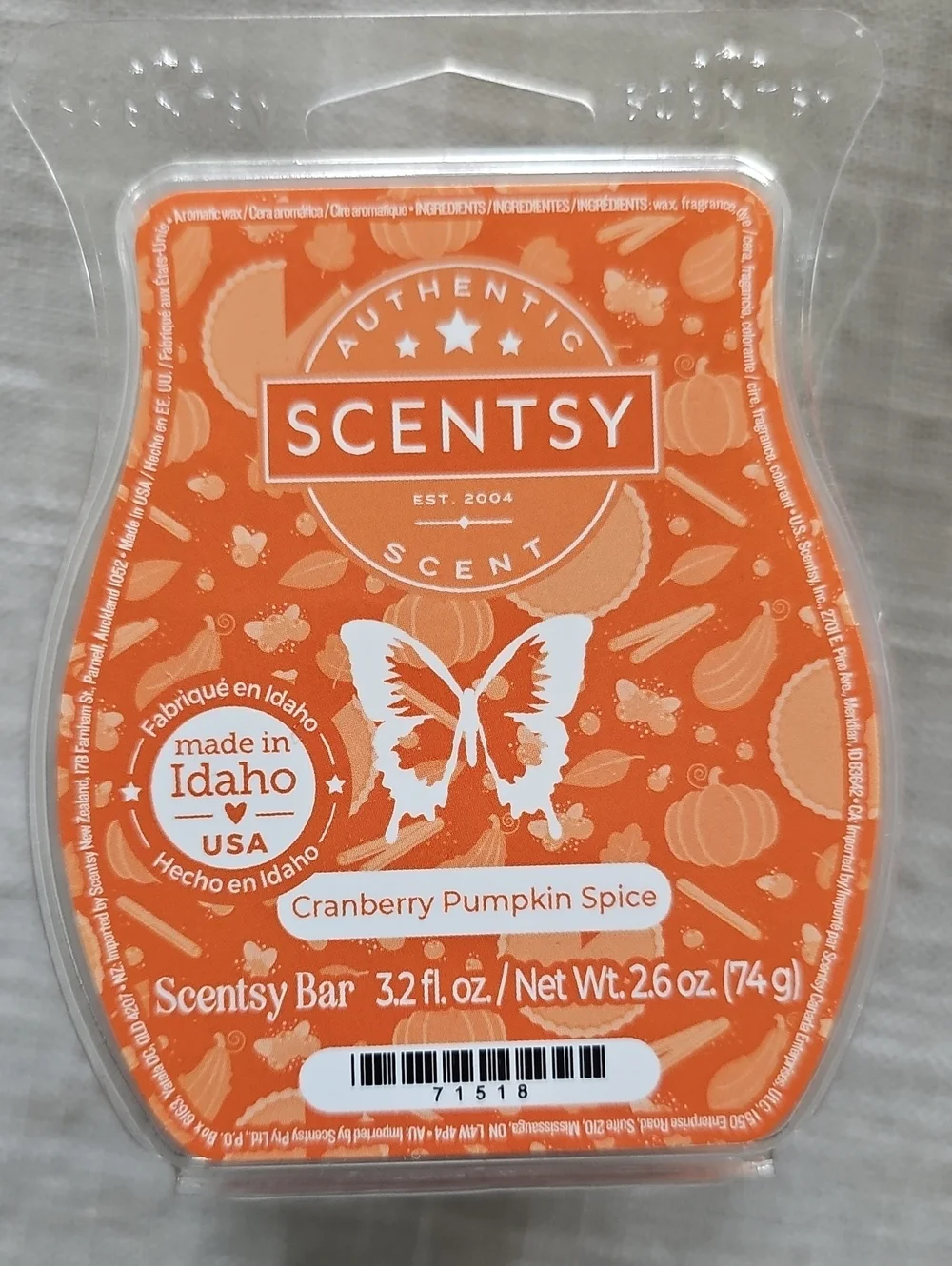 Scentsy Cranberry Pumpkin Spice Wax Bars - Set of 3